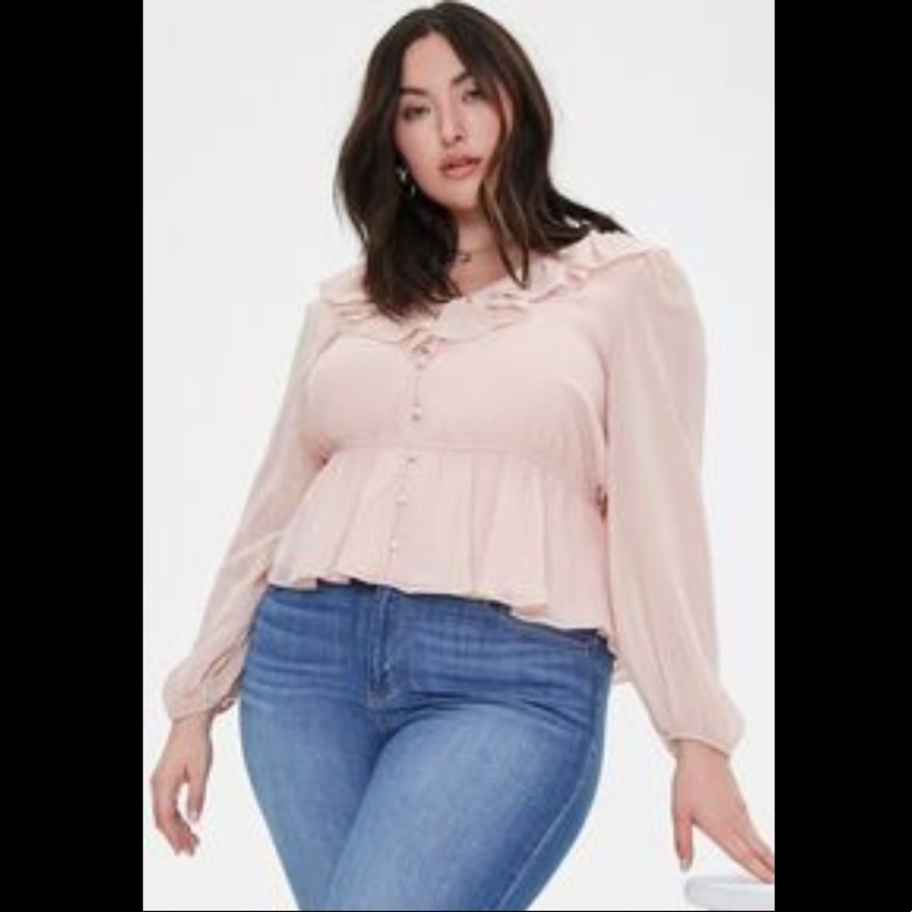 Forever 21 Ruffled Chiffon Top NWT